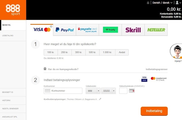 888 Sport Indbetaling