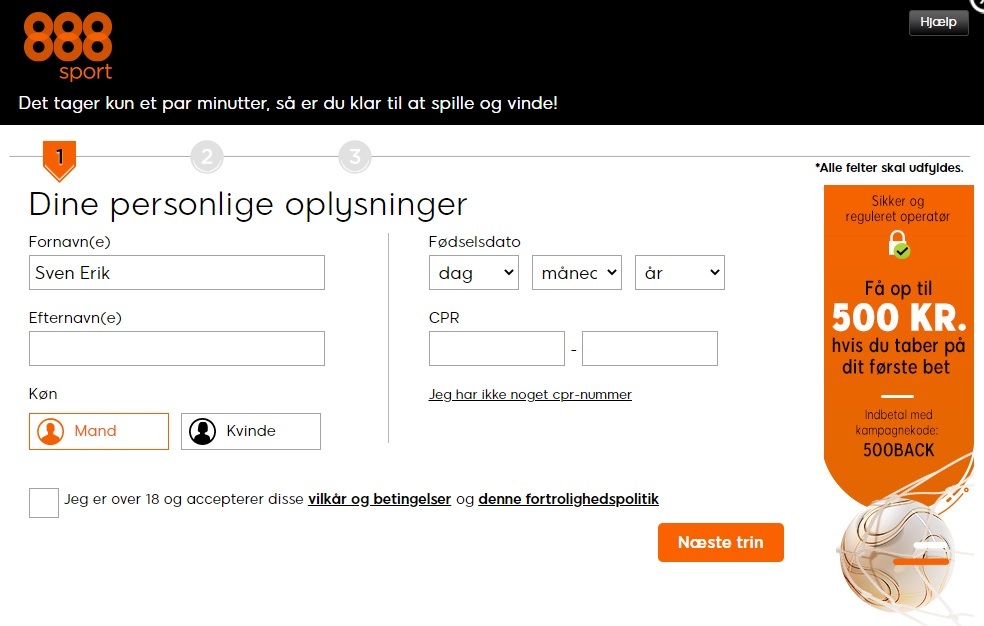 888 Sport Oprettelse 1