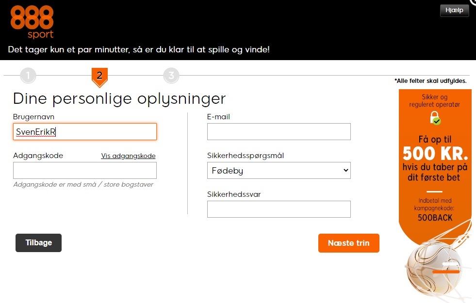 888 Sport Oprettelse 2