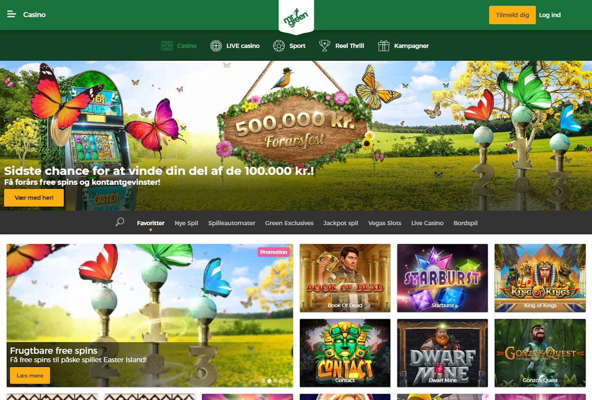 Screenshot af Mr Green Casino interface