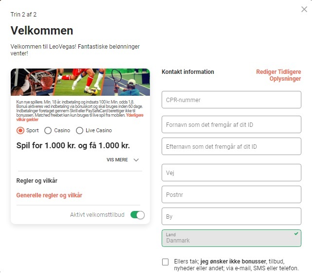 Leo Vegas Oprettelse 2