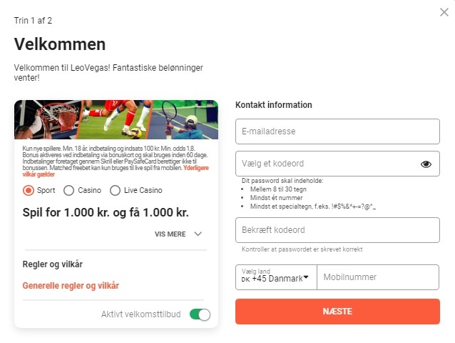Leo Vegas Oprettelse 1