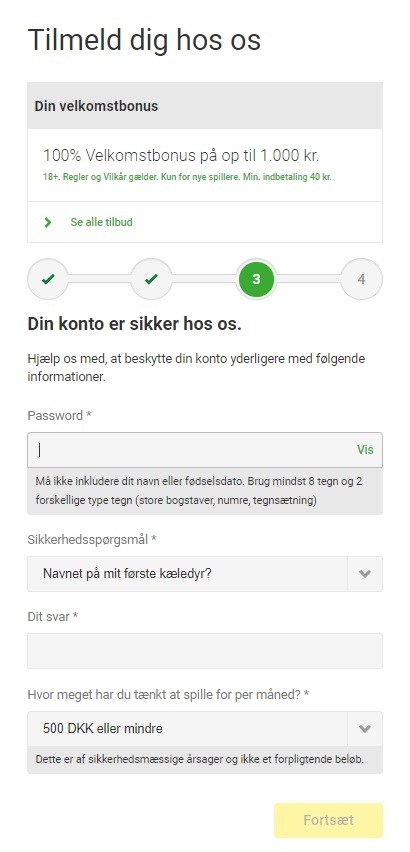 Unibet oprettelse 3