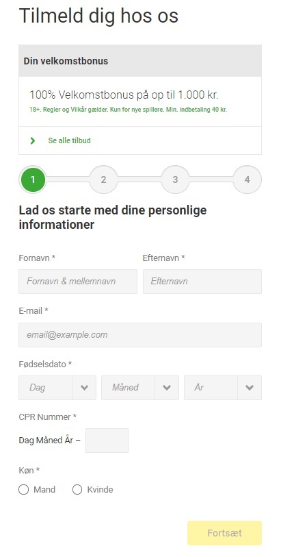 Unibet oprettelse